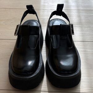 Charles & Keith Black Platform Mary Jane Shoes